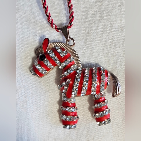 Enamel Zebra Pendant with Cord - Picture 3 of 6
